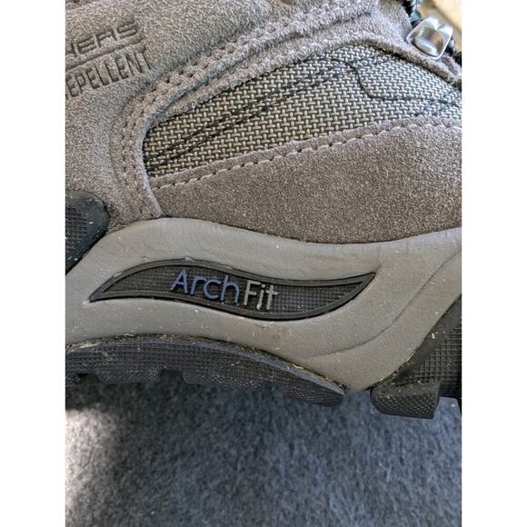 Skechers Men's 10 Goodyear Water Repellent Hiking Shoes Arch Support Grey Black - Picture 10 of 10